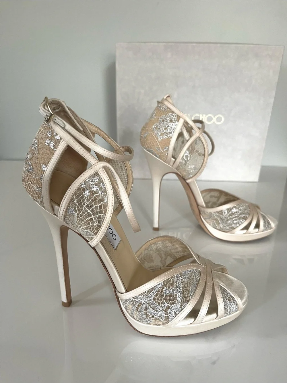 AUTHENTIC JIMMY CHOO ITALIAN LACE HEELS